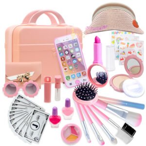 Washable Makeup Kit for Kids, 25 Pcs Frozen Toys for Girls, Cosmetic Beauty Kit for Girls, Girls Makeup Birthday Toys Gifts for 4-8 Year Old Girls