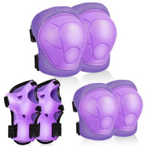 Kids Protective Gear for 3-8 Years Toddlers, Knee Elbow Pads with Wrist 3 in 1 Sports Gear Set for Bike, Cycling, Skateboard, Black