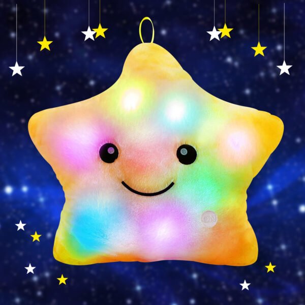 Twinkle Star Plush Pillow, LED Glowing Cushions, Star Shaped Throw Pillow Toys Christmas Gifts for Toddlers, Yellow