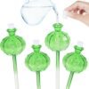 4 Pcs Plant Watering Globes, Automatic Glass Watering Bulbs, Cactus Shaped 140 ML Decorative Watering Device for Indoor Outdoor Plant Garden Patio, Green