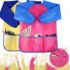 2 Pack Kids Art Smocks, Colorful Artist Painting Aprons with 3 Pockets for Boys Girls Age 2-6 Years (Yellow and Pink)