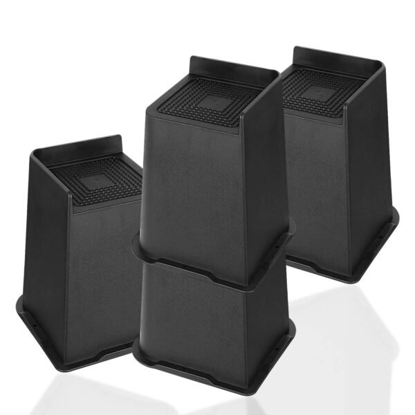 Niteris Bed Furniture Risers, 4 inch Stackable Bed Elevators, 4 Pack Heavy Duty Bed Risers for Bed, Chair, Desk