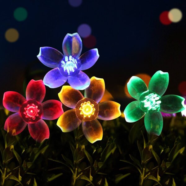Solar Flower String Lights, 23ft 50 LED Fairy Lights for Christmas Tree, Garden, Patio, Party Decoration, Multicolor
