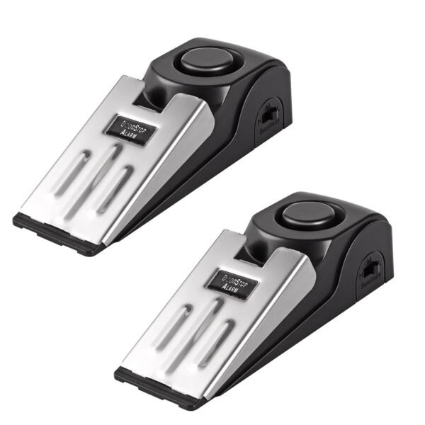 Syenll Door Stop Alarm, 2 Pack Door Stopper with 120DB Security Alarm, Door Security Devices for Home Travel, Black