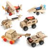 6 in 1 STEM Science Kits for Kids, Wooden Arts and Craft Kits, Educational STEM Toys, 3D Puzzles DIY Building Engineering Set for Boys Girls Age 8-12