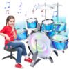 Toddler Jazz Drum Kit, Kids Drum Set Musical Gifts Toys for 1 2 3 Years Old Boys Girls, Musical Instrument Toy with 5 Drums for Beginner Music Practice, Christmas Birthday Day Gift