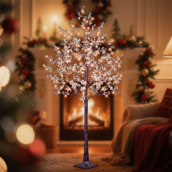 6ft Lighted Baby Breath Tree, LED Artificial Gypsophila Tree with Lights, Faux Plant Home Festival Christmas Decoration, Warm White