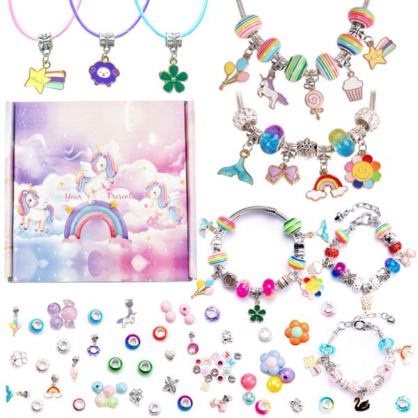 Syenll 198 Pcs Bracelet Making Kit, DIY Bead Jewelry Making Kit for Girls Age 8-12, DIY Art Crafts Gift for Teens Birthday Christmas Gift